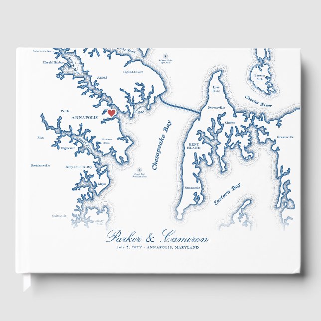 Livre D'or Carte du Maryland d'Annapolis Mariage de destinati (Recto)