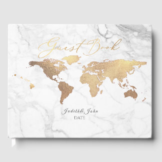 Livre D'or Carte du monde PixDezines, or faux + marbre