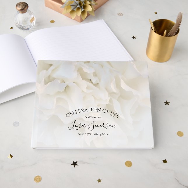 Livre D'or Célébration de la vie en fleurs blanches (Recto ouvert)