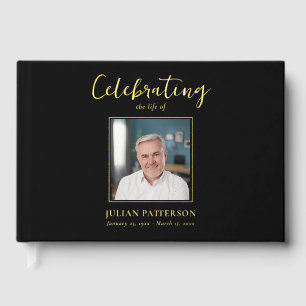 Livre D'or Célébration de la vie Simple Photo Gold Foil Funér