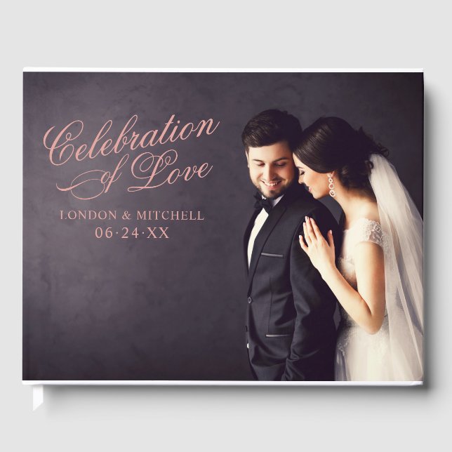 Livre D'or Célébration de Love Rose Gold Mariage Photo (Recto)