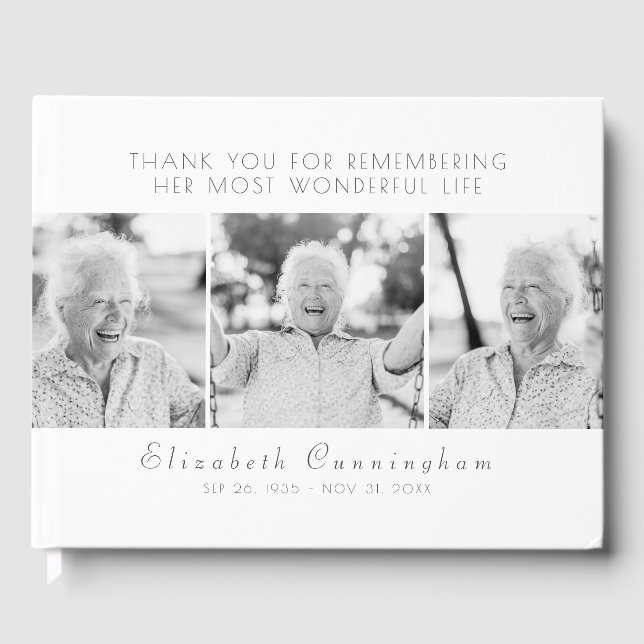 Livre D'or Célébration de sa vie Moderne Simple Trois photos (Recto)