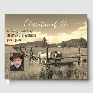 Livre D'or Célébration De Vie Chevaux Sépia Photo Personnalis