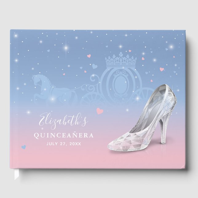 Livre D'or Cendrillon Chaussure Bleu Clair et Rose Quinceañer (Recto)