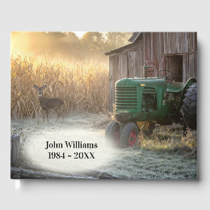 Livre D'or Cerf avec un tracteur vintage et une grange