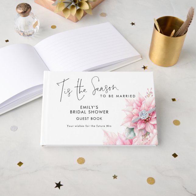 Livre D'or C'est la saison Poinsettia Noël Fête de mariage (Recto ouvert)