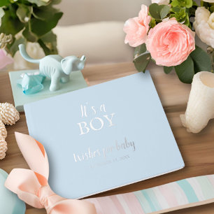 Livre D'or C'est un Baby shower bleu garçon Silver Foil
