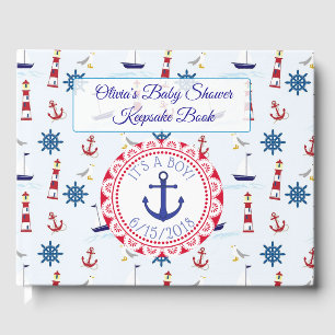 Livre D'or C'est un garçon, Nautical Oceanic Baby shower Gues