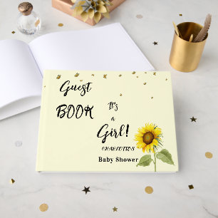 Livre D'or C'est une fille ! Tournesol aquarelle avec papillo