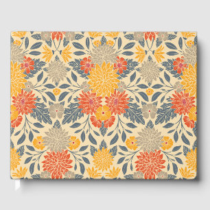 Livre D'or Chaleureux Jaune, Orange & Bleu Floral