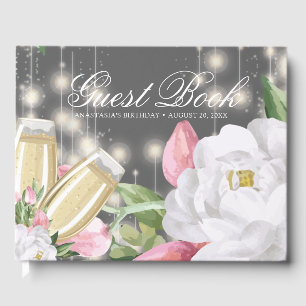 Livre D'or Champagne gris de luxe Floral Anniversaire