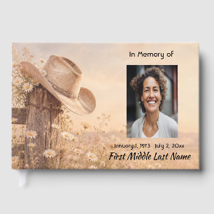 Livre D'or Chapeau de Cowboy Western, Cheval Mémorial Prière