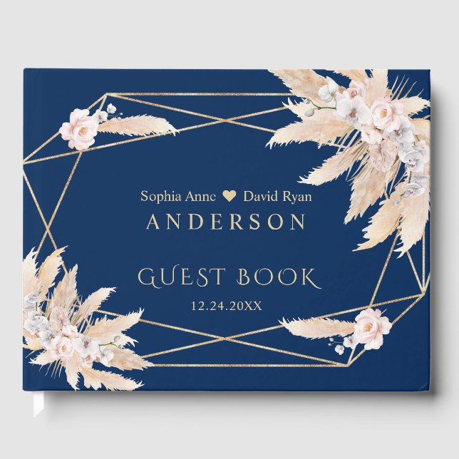 Livre D'or Charm Pampas Grass Blanc Orchidée Fleurs Mariage (Recto)