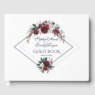 Livre D'or Charme géométrique Bourgogne Marine bleu Mariage f