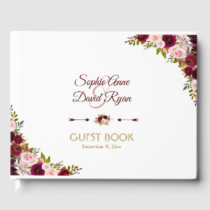 Livre D'or Charming Marsala Floral Bourgogne Mariage