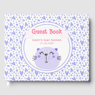 Livre D'or Chat mignon pourpre Lilac Hearts Baby shower