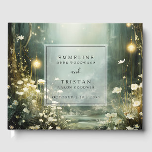 Livre D'or Chemin De Forêt Enchantée De Fleurs Mariage Vert