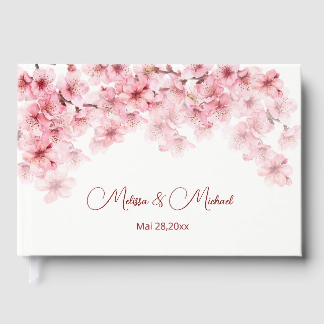 Livre D'or Cherry Blossom Pink White Wedding (Recto)