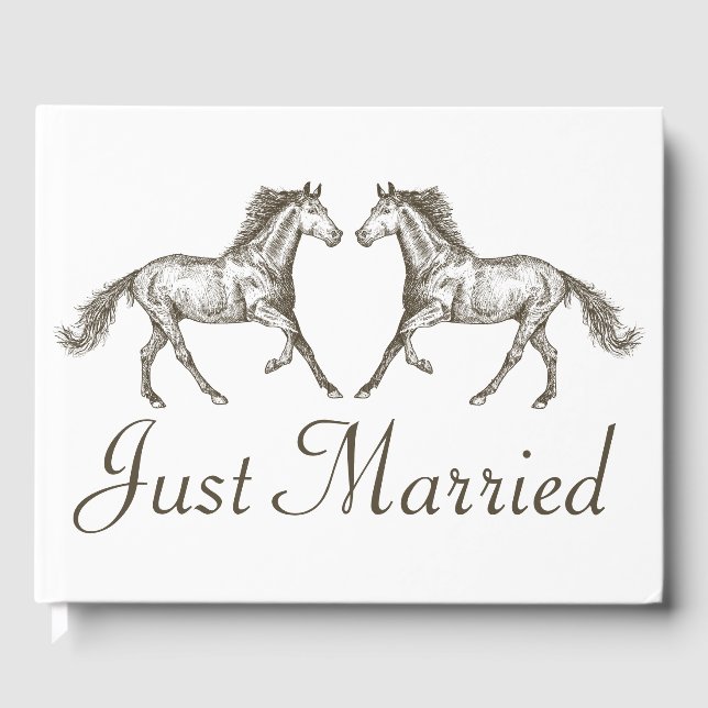 Livre D'or Cheval Mariage Occidental Marié Rustique Brown (Recto)