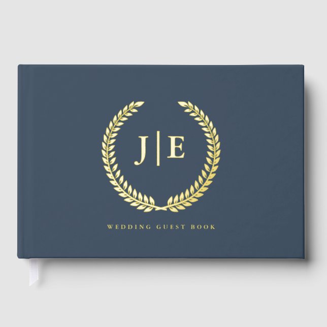 Livre D'or Chic Elegant Wreath Monogram Wedding (Recto)