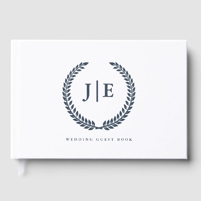 Livre D'or Chic Elegant Wreath Monogram Wedding (Recto)
