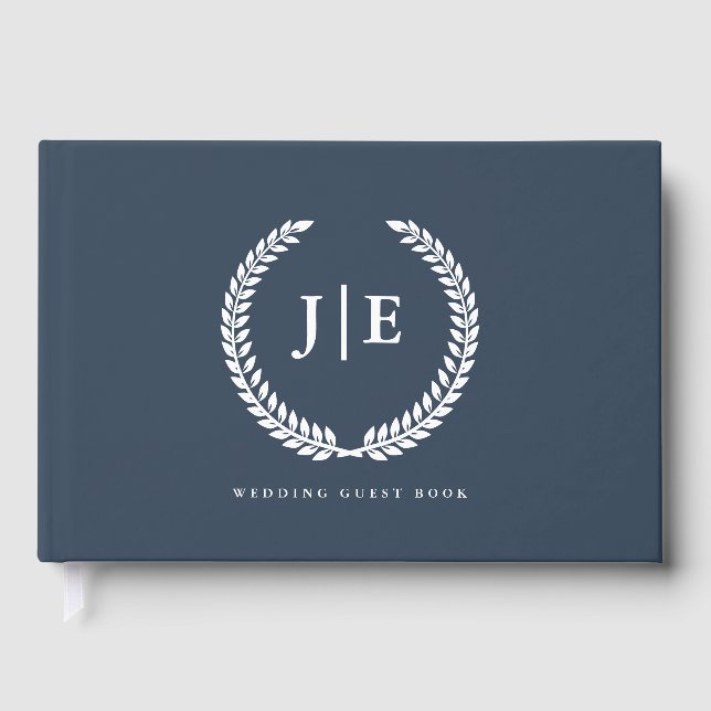 Livre D'or Chic Elegant Wreath Monogram Wedding (Recto)