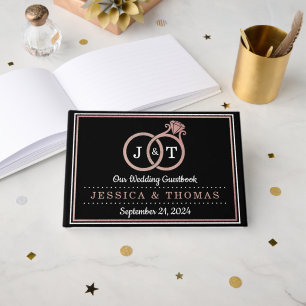 Livre D'or Chic Faux Rose Gold Foil Monogramme Mariage Cercle