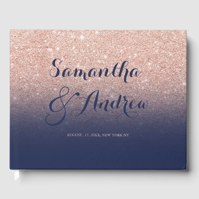 Livre D'or Chic faux rose or parties scintillant marine bleu  (Recto)