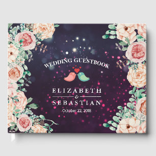 Livre d'or Chic Floral Purple Sparkle Light mariag