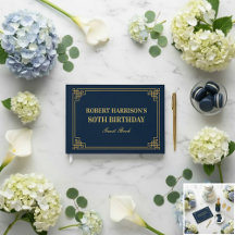 Livre d'or chic marine or 80e anniversaire