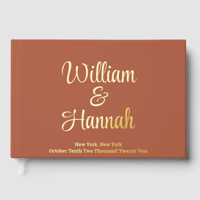 Livre D'or Chic moderne Mariage Terracotta Gold Foil Hardcove (Recto)