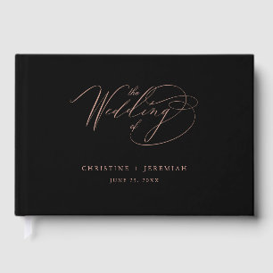 Livre D'or Chic Rose Gold Script Calligraphie Mariage noir