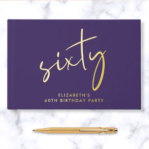 Livre D'or Chic Script Purple 60e fête d'anniversaire
