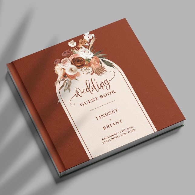 Livre D'or Chic Terracotta Pampas Grass Boho Floral Mariage (Chic Terracotta Pampas Grass Boho Floral Wedding Guest Book)