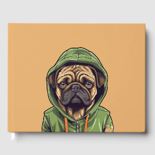 Livre D'or Chien carlin portant Sweat - shirt à capuche vert