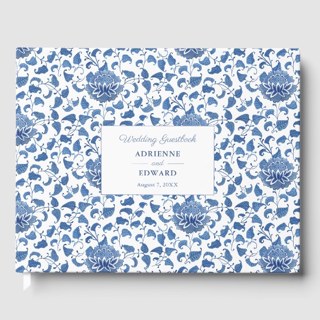 Livre D'or Chinoiserie Chic Classic Mariage Bleu (Recto)
