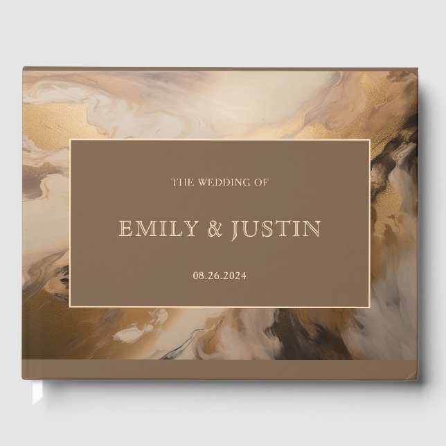 Livre D'or Chocolat d'or moderne Mariage d'aquarelle artistiq (Recto)