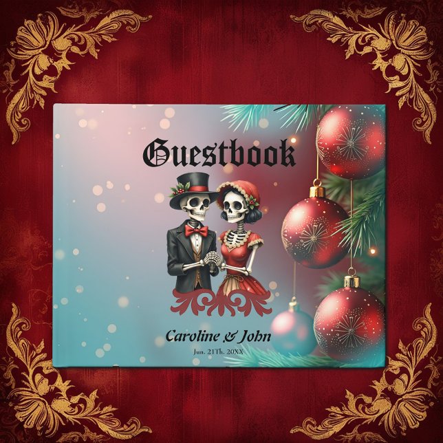 Livre D'or Christmas Bone Romance, A festive skeleton couple. (Créateur téléchargé)