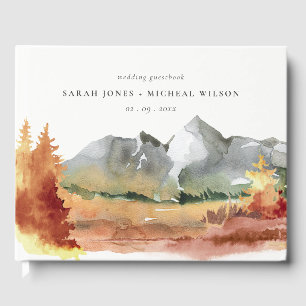 Livre D'or Chute Rouille Orange Mountain Trees Mariage de feu