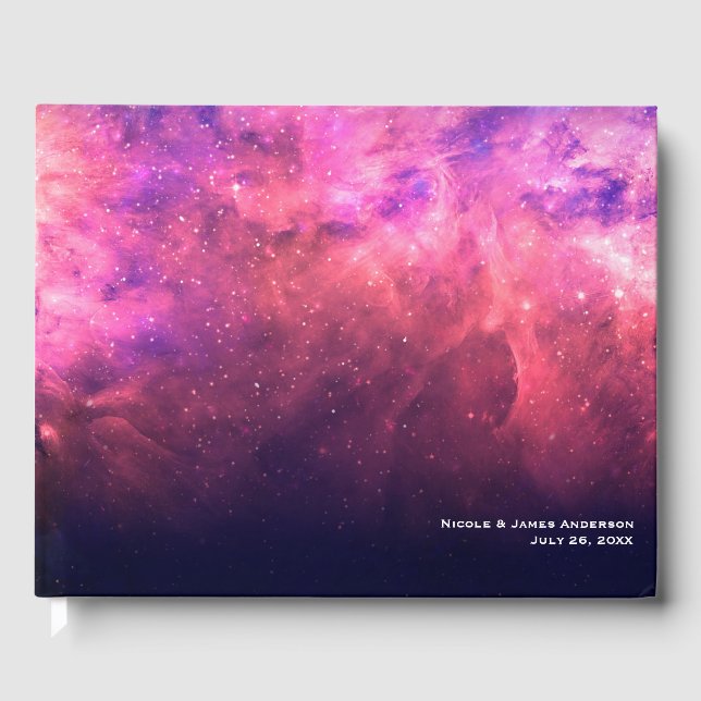 Livre D'or Ciel rose violet étoile Mariage de ciel de Galaxie (Recto)