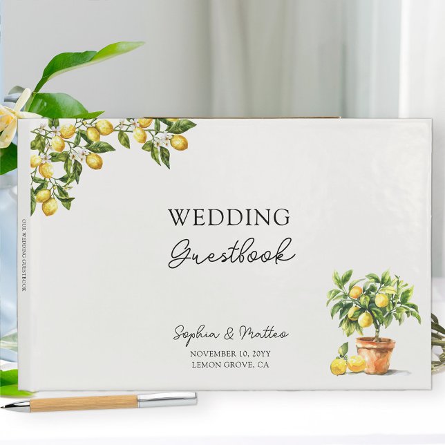 Livre D'or Citron Grove Rustique Italien Mariage à thème (Wedding Guestbook from the Lemon Grove Wedding Collection by Darling & May)