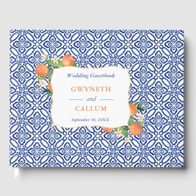 Livre D'or Citrus Sinensis Oranges Carreaux bleu céramique Mo (Recto)