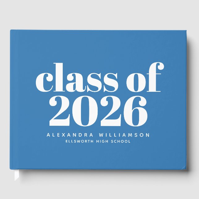 Livre D'or Classe de 2023 Chic Blue Minimalist Personnalisé (Recto)