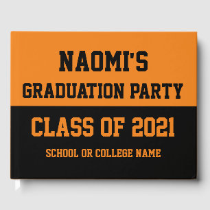 Livre D'or Classe Orange & Black Graduation Party de 2024