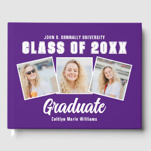Livre D'or Classe photo blanc violet de 2025 Graduation