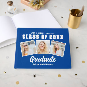 Livre D'or Classe photo Bleu Blanc de 2025 Graduation