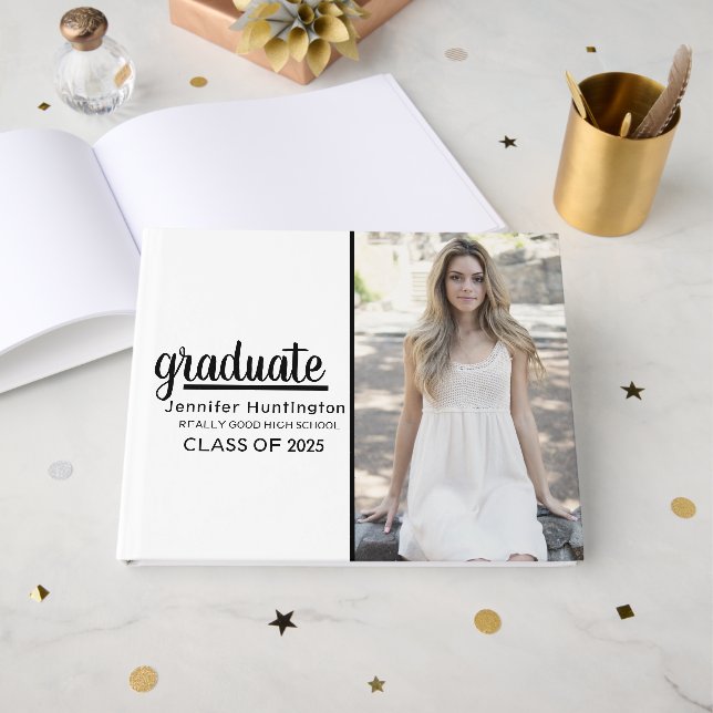 Livre D'or Classe photo moderne tendance de 2025 Graduation (Recto ouvert)