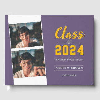Livre D'or Classe photo Pastel Purple and Gold Guest Book