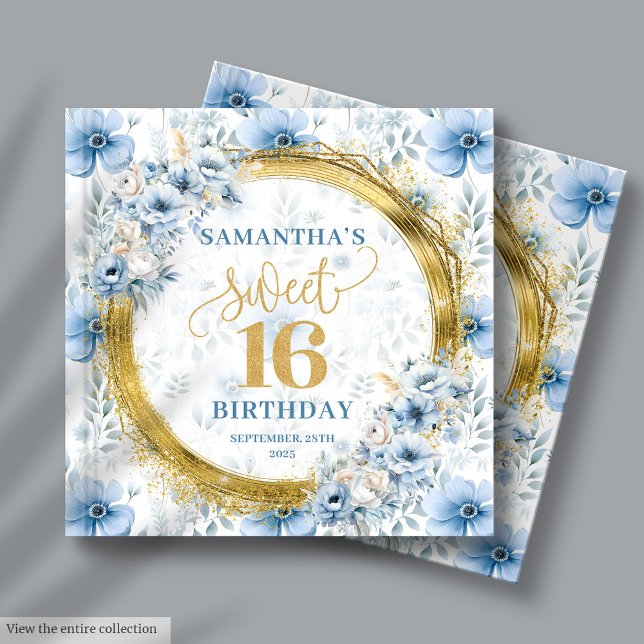 Livre D'or Classé Sweet sixteen bleu clair Album mémoire invi (Classy Light Blue Sweet Sixteen Guest Memory Album)