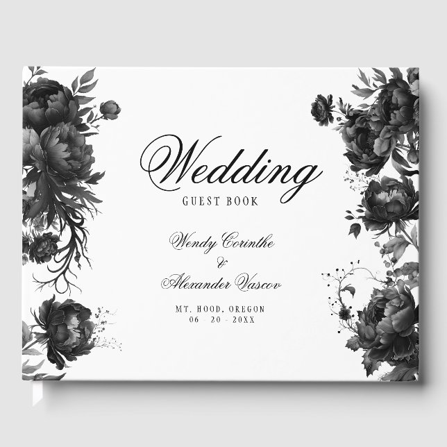 Livre D'or Classic gothique blanc Monogram Crest Mariage (Recto)